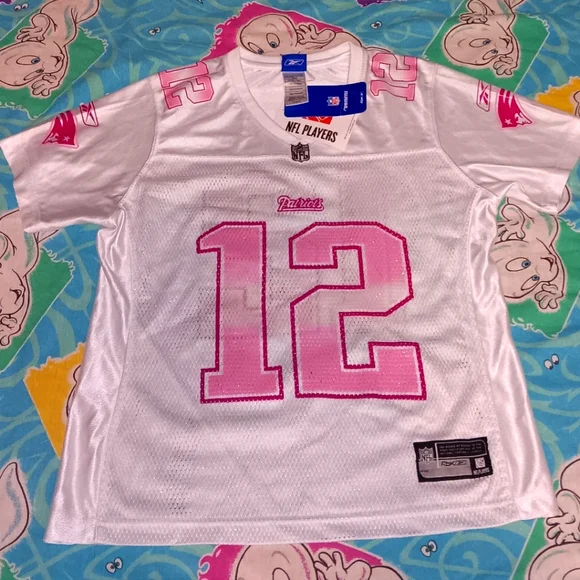 New 2005 Tom Brady New England Patriots Reebok Pink Football Jersey Vintage
